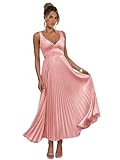 Feature: this maxi dress features a V-neckline surplice bodice with pleated. Tea length A-line dress offers comfort for walking. The flowing makes the overall look more fashionable Size Selection: Please refer to our size table to select the right si...