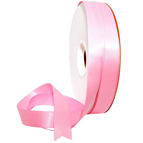 Image of Morex Ribbon 08816 /50-155 Double Face Satin Ribbon, 3 /8 inchx 50 Yd, Geranium Pink