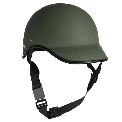 Image of Viscous Open Face Cap Helmet with Strap - Size M | Half Cap Helmet for Daily Use Riding | Lightweight Protective Headgear Adjustable Strap Comfortable Fit (Green)