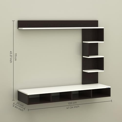 Image of Anikaa Laura Engineered Wood Wall Mount TV Unit /TV Stand /TV Cabinet /TV Entertainment Unit /Set Top Box Stand (Wenge /White) (Ideal for 43 Inch)(D.I.Y)