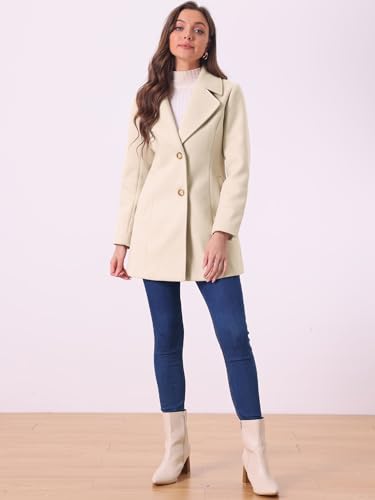 Allegra K Women's Elegant Overcoat Notched Shawl Collar Single Breasted Outerwear Winter Long Coat - Image 4