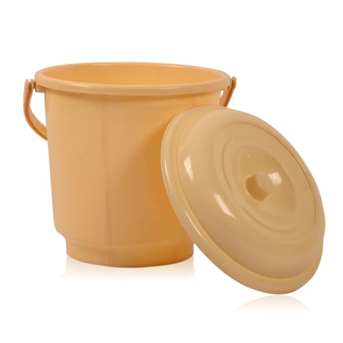Image of Kuber Industries 3 Pcs 18 Liter Plastic Bucket for Bathroom | Plastic Bucket for Daily Use | Water Storage Bucket | Balti for Bathroom | Pink-Cream & Mink Grey