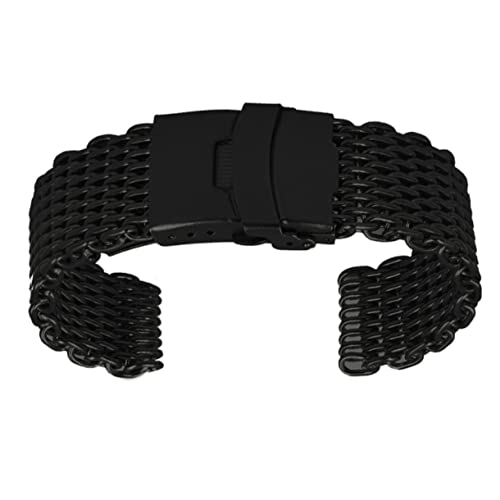 Bracelet de montre acier inoxydable de requin boucle déployante noir pour le quotidien