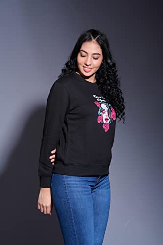 Image of Go Devil Stylish Trendy Regular Fit 100% Cotton Sweatshirt with Round /Crew Neck Full Sleeves, Casual Printed Winter Wear for Women /Girls