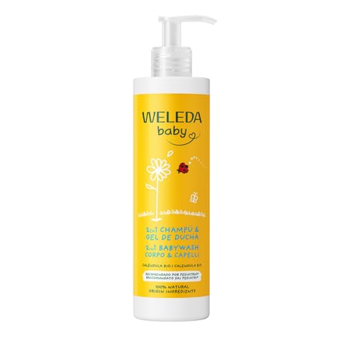 Weleda - Champú y Gel de Ducha Caléndula BIO 2 en 1 para Bebés y Pieles Sensibles, con Aceite de Almendra y Sésamo, Natural, Vegano y Suave con los Ojos - 400 ml