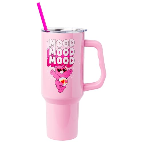 Image of Silver Buffalo Care Bears inchMood inch Stainless Steel Tumbler with Handle Featuring Love-A-Lot Bear, Fits in Standard Cup Holder, 40 Ounces (Pack of 12)