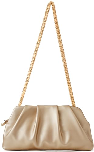 Image of Evening Bag for Women Ruched Clutch Purse Detachable Metal Chain Crossbody Bag