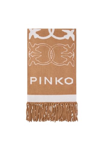 Pinko Bufanda Love Birds, 184 x 27 cm, Camel/Beige, Viscosa/Nylon/Algodón/Lana/Cachemira