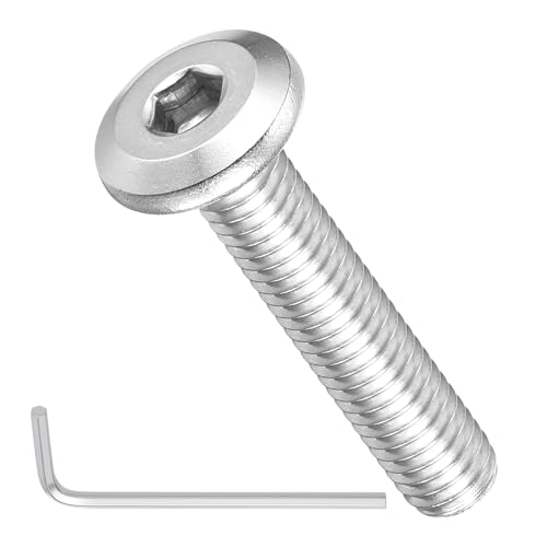 Image of METALLIXITY Flat Head Hex Socket Cap Screws Bolts(M6-1x30) 10Pcs, with Wrench Steel Hex Socket Furniture Bolts Screws - for Furniture Woodworking Project, Silver Tone