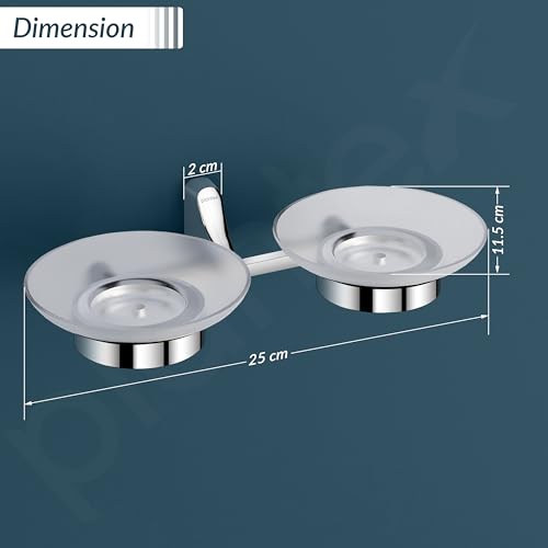 Image of Plantex Rich Brass Unique Dual Soap Dish for Bathroom /Wall Mounted Soap Holder /Soap Stand /Bathroom Accessories (Chrome)