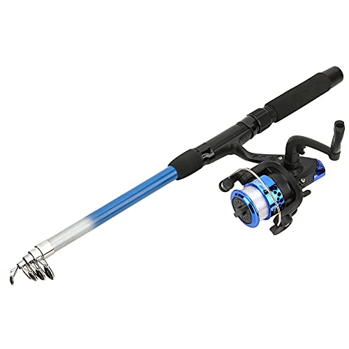 Kit de Vara de Pesca, Portátil Leve Náilon 1.8m Vara de Pesca Telescópica Com Carretel e Kit de Aces