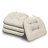YUNLUYE D-Shaped Chair Cushions, 3.5' Thick Dining Chair Pads Machine-Washable, Seat Cushions for Chair 15.5' x 15.5', Set of 4 pad-Beige