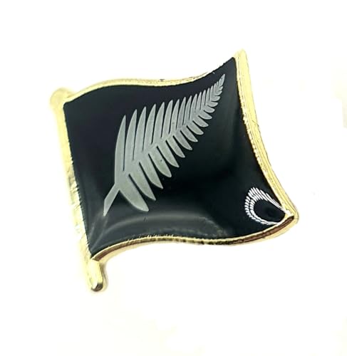 Pin's en métal avec drapeau de la Nouvelle-Zélande en argent Motif fougère All Blacks, Métal