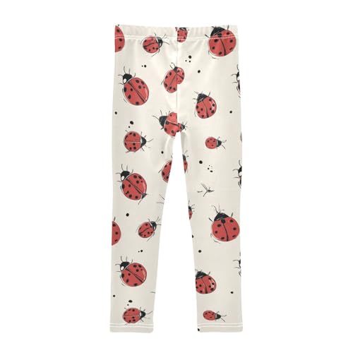 Vintage Cute Black Red Ladybug Girls Leggings Kids Yoga Pants Dance Active Tights 4T2