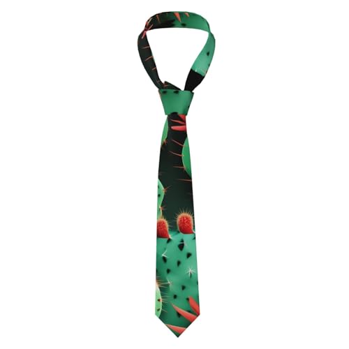 BSKGOHP Corbatas de poliéster con estampado artístico de cactus pequeños para hombre, corbatas de negocios para hombres, padrinos de boda, corbata de boda