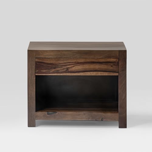 Image of ZIOR Sheesham Wood Belle Bedside Table | Wooden Bedside Table for Bedroom (20 Inches x 14 Inches x 16 inches) (Sheesham Wood)