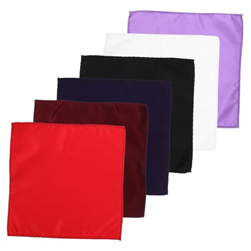 TOVINANNA Men's Classic Pocket Square Set 6pcs Decorative Handkerchiefs Soft Safe Material White Black Burgundy Maroon Navy Purple for Formal Occasions