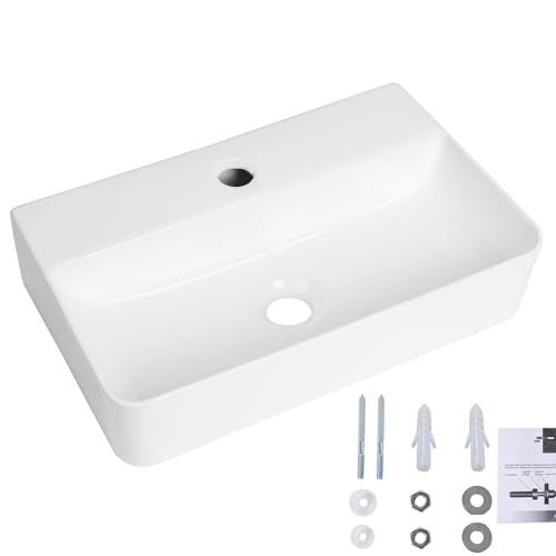 Lavabo suspendido rectangular de cerámica blanca de 18x11 pulgadas para baños pequeños 3
