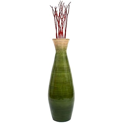 Uniquewise 24" Tall Bamboo Floor Vase, Glossy Purple, Green (Model: V003242.S) Cover