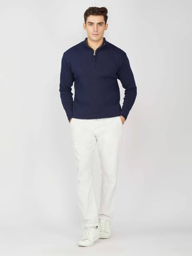 Image of LOQUE Men's Wool Blend Selection Sweater Half Zip High Neck Pullover Warm Casual Winter Wear for Office and Travel