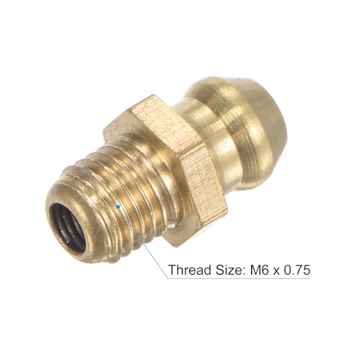 Image of uxcell Brass Straight Grease Fitting M6 x 0.75mm Thread Hydraulic Grease Fitting Accessories, 20Pcs