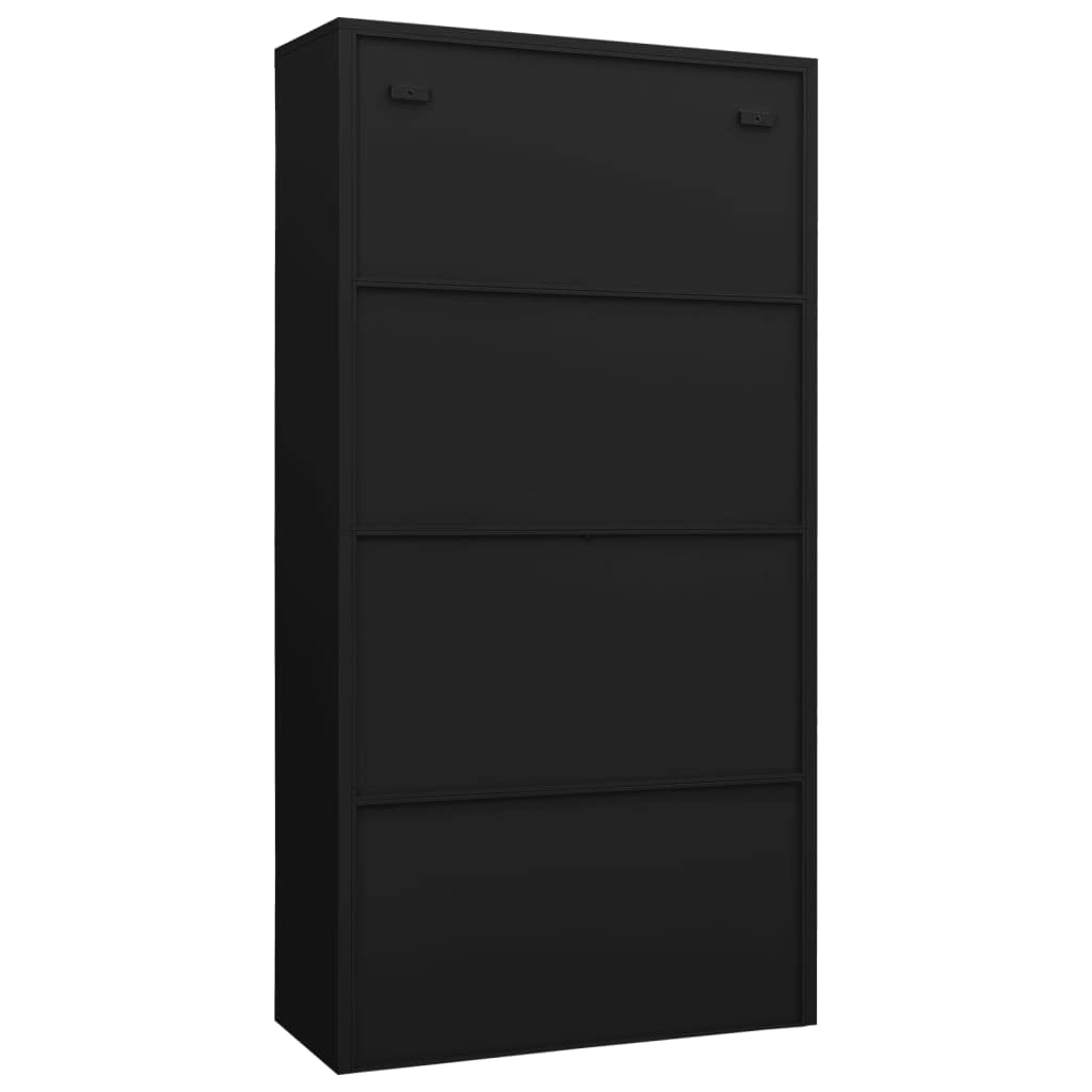 Armario de Metálico Armario Archivador Metálico de Oficina Mueble de Almacenamiento Puerta Seguridad,Estanterías Metálicas-Negro-