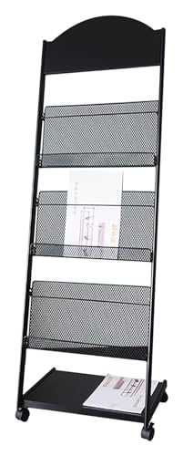 Support de stockage de documents en métal avec roulettes pour salon