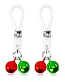 Melighting Christmas Nipple Rings Fake Nipple Piercing Jewelry with Bell Adjustable Non-Piercing Nipple Piercing for Women Faux Nipple Jewelry (USMNP024-WG)