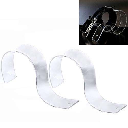 mollensiuer 4 Pack Clear Acrylic Belt Display Stands Rack Holder Closet Organizer Space Saver Case for Men and Women Belt, Store Display or Home Use