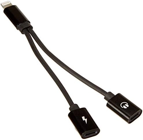 CaseyPop 2in1 Splitter Adapter Compatible Phone X/8/7.Double Ports Dual Headphone Audio Charge Adapter. Compatible iOS 10.3 or Later(Black)