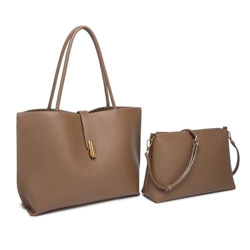 Vegan Leather Tote with Removable Pouch