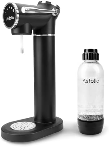 Asfolia Sparkling Water Maker, 5-Level Carbonation LED Screen, 1L Carbonating Bottle, Soda Maker Compatible with 60L CO2 Cylinders, Enhances Flavor, Carbonated Water Machine, Soda Machine for Home