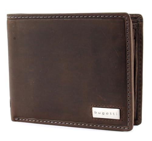 bugatti Hunter portefeuille anti-piratage RFID en cuir marron véritable 8CC