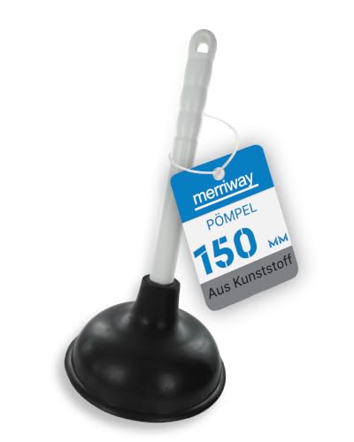 Merriway Pömpel aus Kunststoff 150mm für Abfluss & Waschbecken Pümpel Saugglocke mit ergonomischem 225mm Griff Effektiver Druck Abflussreiniger Rohrreiniger gegen Verstopfungen Weiß & Schwarz