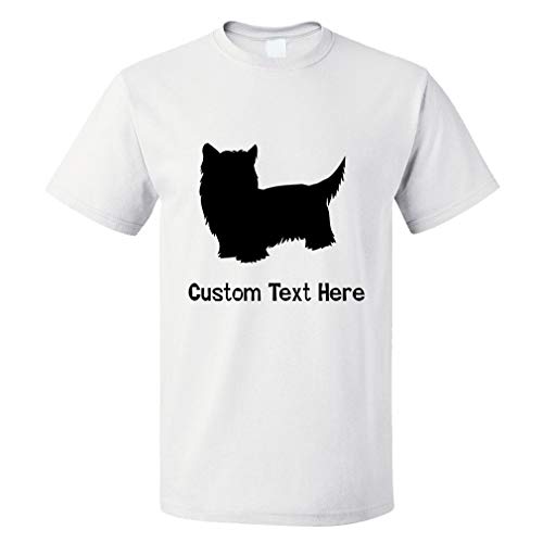 Custom Funny Graphic T Shirts for Men Skye Terrier Silhouette Cotton Top White Personalized Text Here Large