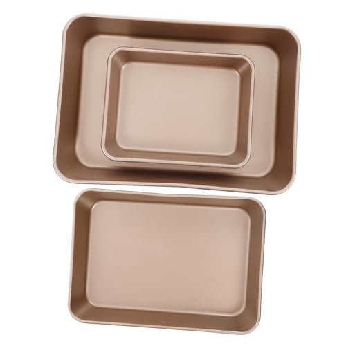 GRIRIW 3pcs Nonstick Deep Baking Pan Heavy Duty Rectangle Bakeware for Cakes Lasagna Bread Finish for Oven Toaster Oven