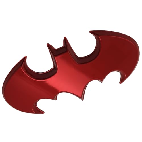 Image of Fan Emblems Batman 3D Car Badge - 1989 Batwing Logo (Red Chrome: 3.8 x 1.8 x 0.2 inches)