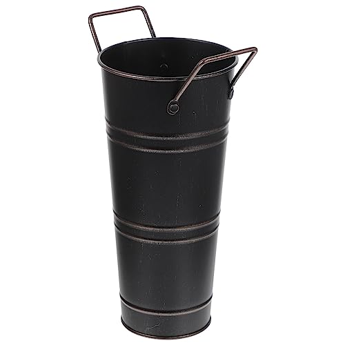 Yardwe Metal Umbrella Stand Rack Umbrella Holder Bin Freestanding Cane Walking Sticks Holder Metal Flower Bucket Floor Vase for Entryway Home Office Black