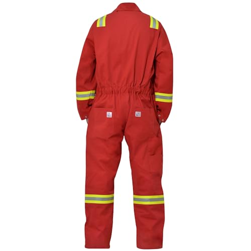 Flame Resistant FR Hi Vis Coveralls for Men 7oz Overall for Men Reflective Tape Welding Coveralls 6 Pockets (Small-3XL)