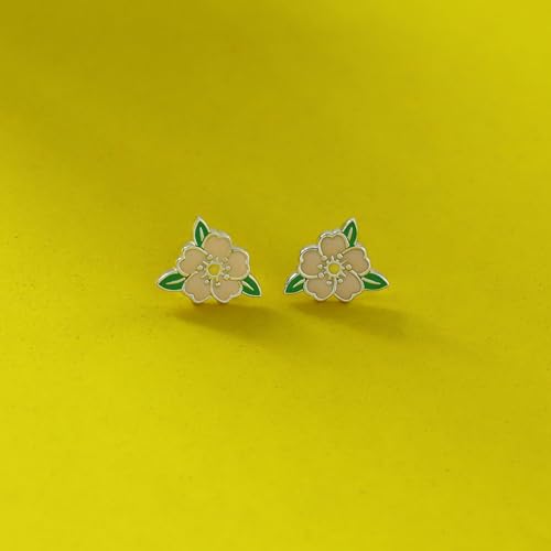 Boma Jewelry Sterling Silver Pink Hibiscus Flower Stud Earrings with Hand Painted Enamel3