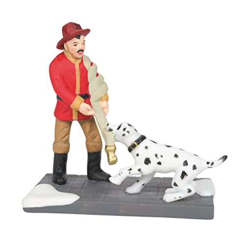 Department 56 6007588 Christmas In The City Village Accessories Fireman And Dalmatian No Time To Play Figurine cover