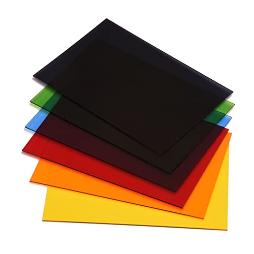 6 Pack 8 x 12 Colored Cast Acrylic Sheet，1/8" Translucent Plexiglass Sheet，Colored Plastic Sheet…