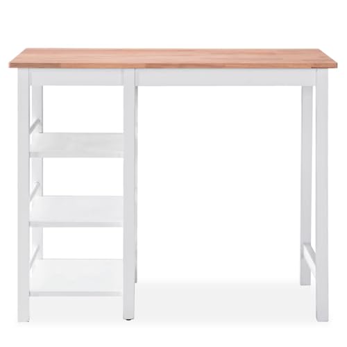 Mesa de barra Mangloder mdf madera caucho con taburetes para salon 108x48x90,8 cm 5