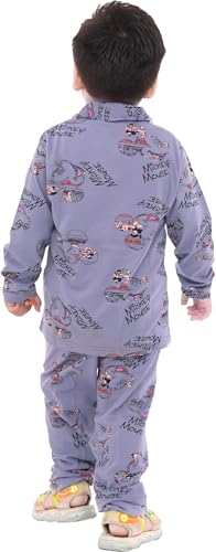 Image of TONY & JONY Summer Casual Wear Self Design Cartoons Printed Full Sleeve 100% Pure Cotton Kid's Top Bottom Set /Night Suit
