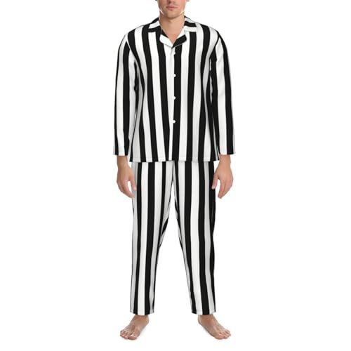 Pyjama classique à rayures blanches et noires | Ensemble de détente léger
