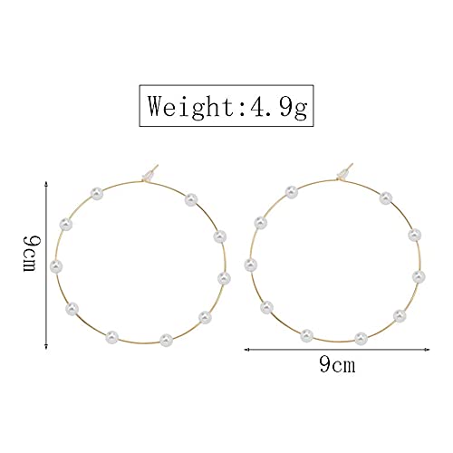 Doubnine Large Hoops Super Huge Circle Pearls Earrings Thin Dangle Gold Silver Elegant Wedding Women Accessories Jewelry Gift for Her3