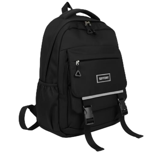 Mochila Escolar Feminina Reforçada Para Dia a Dia Faculdade Viagem Leve Fofa Impermeável (Preto)
