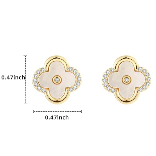 MAARRING Four Leaf Clover Earrings for Women Mother of Pearl Stud Earrings 925 Silver Post with Gift Box3