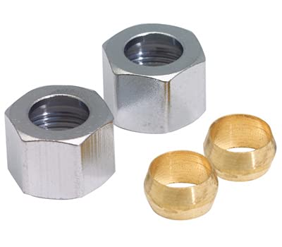 Brass Compression Nut Kit, Chrome-Plated, Chrome-Plated