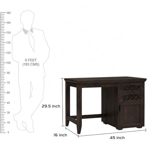 Image of SONA ART & CRAFTS Solid Sheesham Wooden Study Table with Chair | Study Table for Students with Drawer & Cabinet Storage | Office Table for Home Writing Office Desk Computer Table (Walnut Finish)